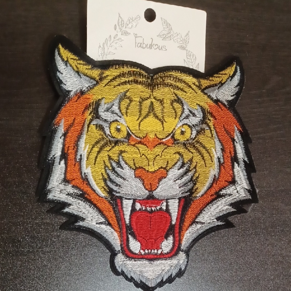 Tiger Embroidered Patch - Yellow and Orange